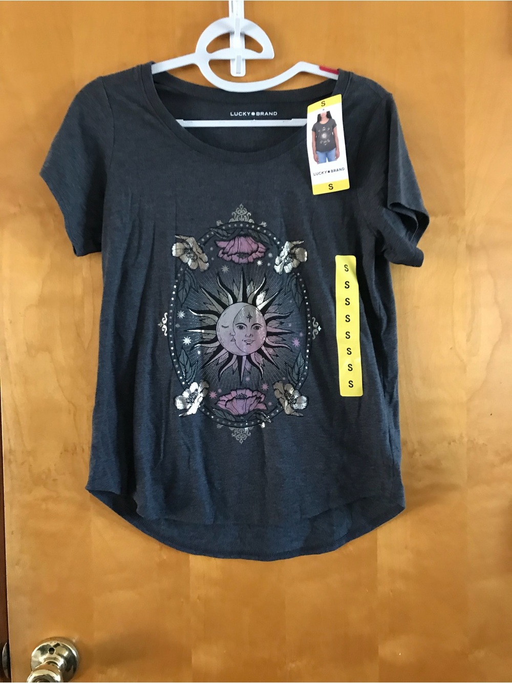 Lucky Brand Charcoal Sun & Floral Graphic Tee - Charcoal